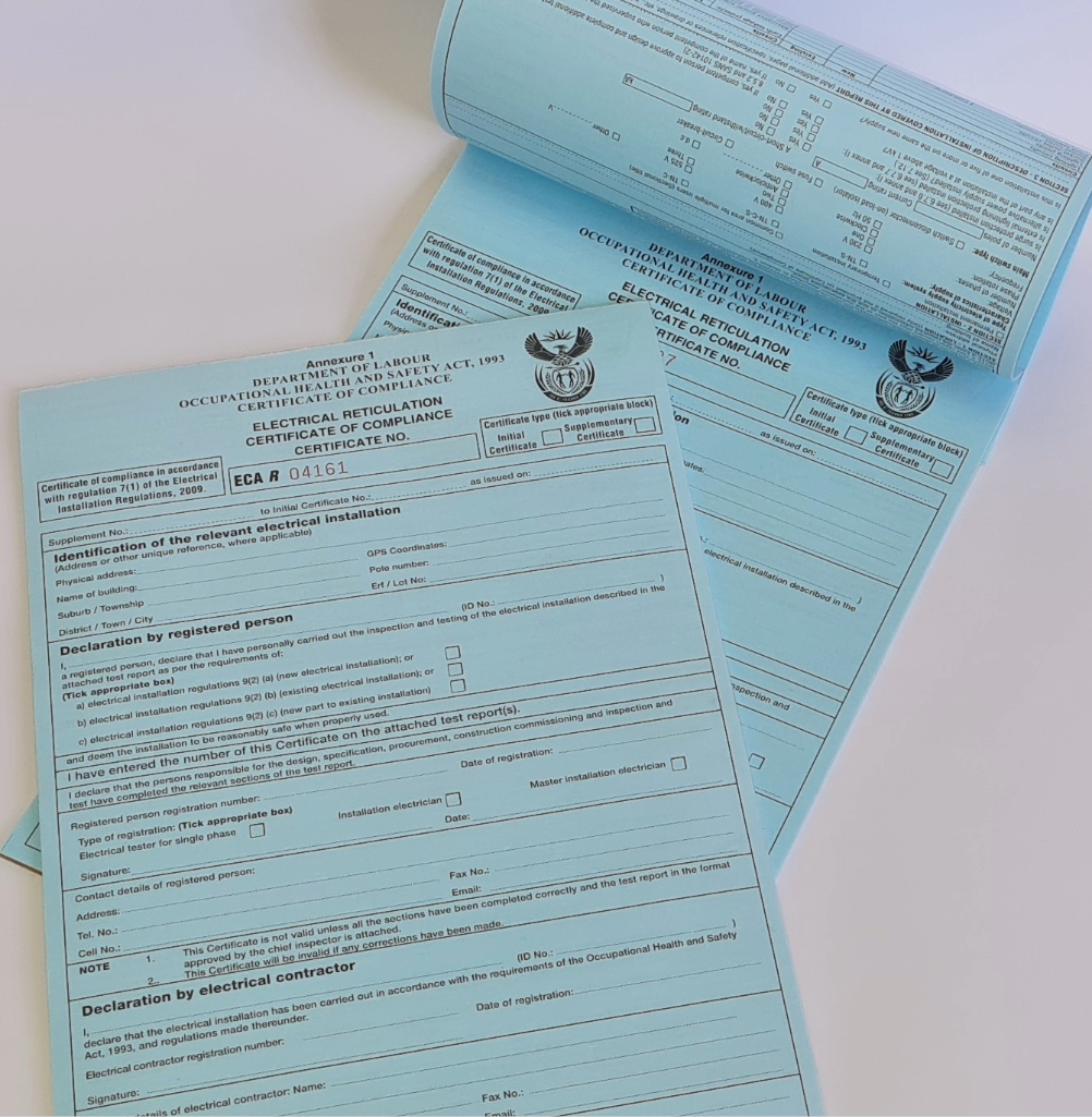 blue coc in south africa electrical certificate of compliance in cape town electrical compliance inspections