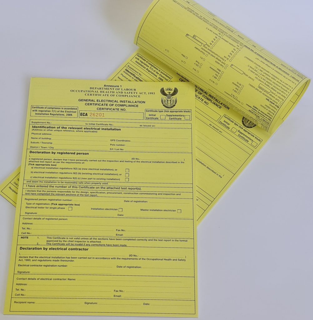 electrical certificate of compliance in cape town